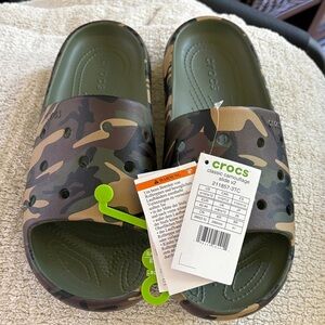 NWT CROCS Camouflage Slides in Green and Brown V2